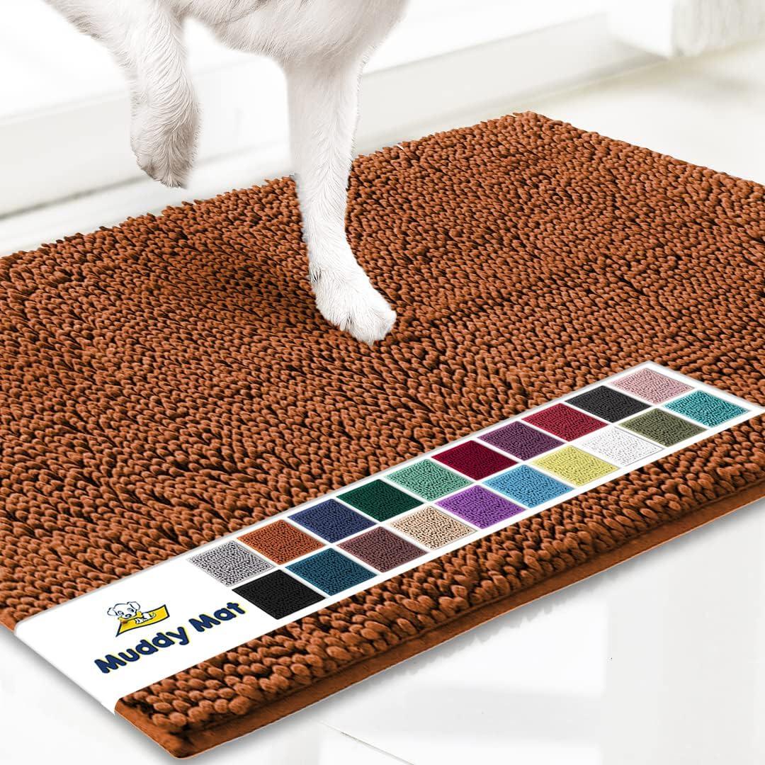 Muddy Mat Shown on TV  Super Absorbent Microfiber Dog Door Mat for Muddy Paws, Non-Slip Washable Pet Rug, Quick Dry Chenille Entryway Carpet, Machine Washable Indoor Outdoor mat, Orange 30"x19"
