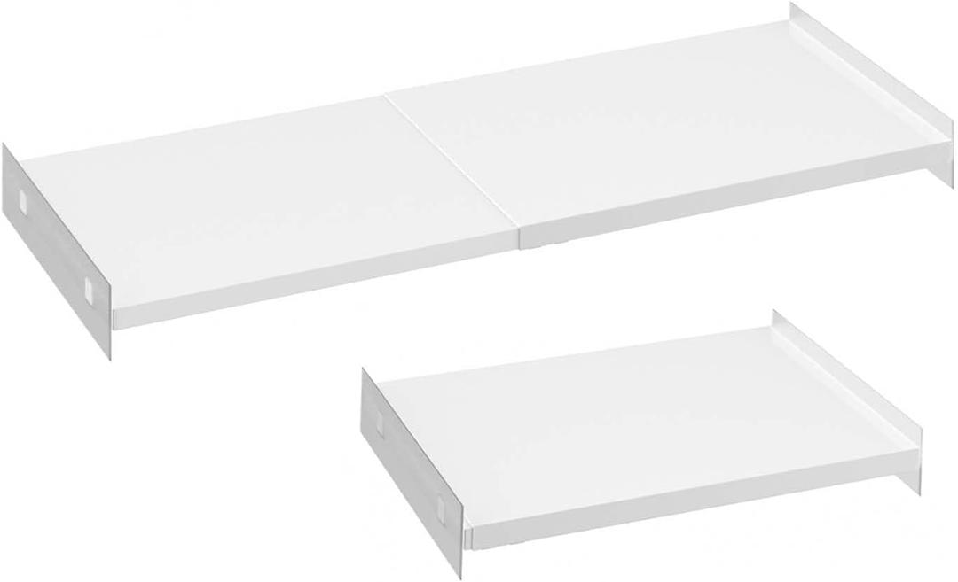 Expandable Closet Shelves, Adjustable Metal Closet Organizers and Storage Shelves for Wardrobe, Kitchen Pantry, Shoe Rack, (2 Pack,W11.81 x L: 17 "to 31") (White)