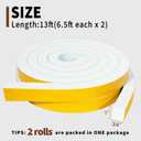 Yotache White High Density Foam Tape 1" x3/4" for Windows Air Conditioner Insulation Seal, Weatherstrip, AntiVibration, Shockproof Protection, Total 13 Ft (2 X 6.5 Ft Each)