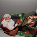 Christmas Party Banner 71x43 Inch Santa Carrying Gift Bag Surrounded by Trees Toys and Presents Decor Holiday Indoor Outdoor Seasonal Party Decoration Banner