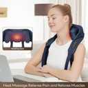 Neck Massager with Heat for Pain Relief Deep Tissue,6D Shiatsu Kneading Massage,Cordless Rechargeable for Neck,Shoulder Gifts for Women/Men/Mom/Dad(PU-Dark Blue)
