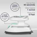 Beautural AL Mini Travel Steam Iron for Clothes with Dual Voltage, Temperature Control, Non-Stick Soleplate and Cord Storage, Ideal for Sewing, Quilting and Handcraft