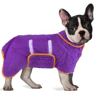 Bienbee Dog Bathrobe, Quick Drying Super Absorbent Dog Robes for After Bath, Warm Keeping Dogs Towel, Dogs Bath Supplies, Dark Purple Medium