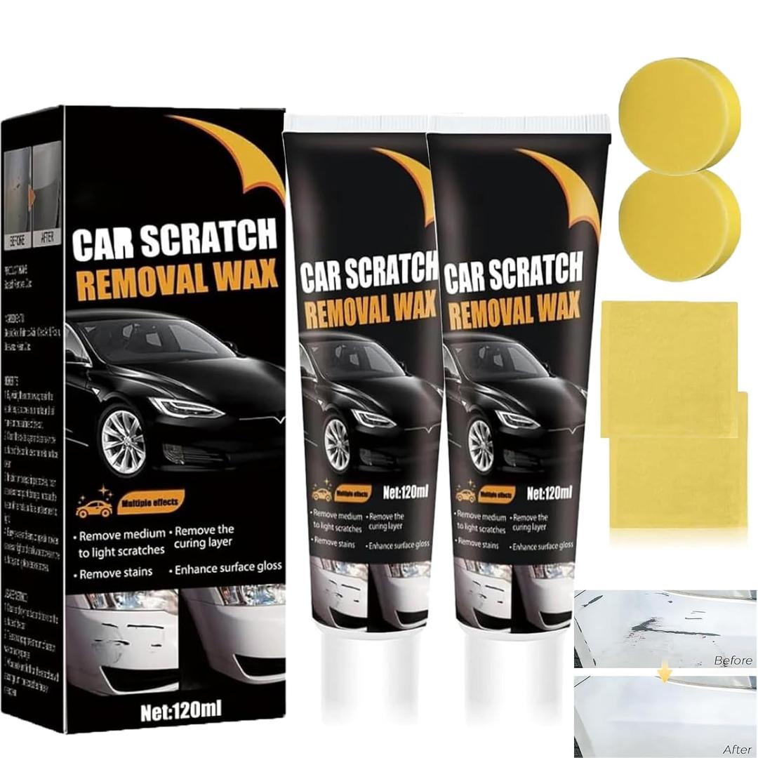 2PCS Scratch Remover for Vehicles, 2026 Car Scratch Remover Polishing Wax, Car Scratch Repair Paste with Wipe and Sponge for Deep Scratches