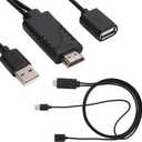 Wendry 3 in 1 USB Female to Male HDTV Adapter, 1080P HD USB to Digital AV Adapter Cable, Plug and Play, Mirroring HDTV Adapter for iOS Android Devices