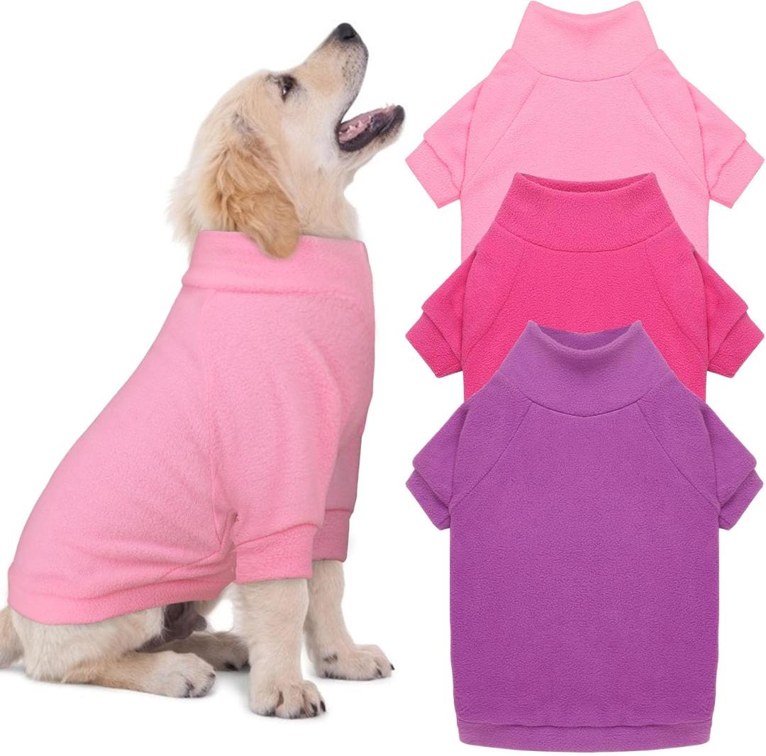 3 Pack Dog Sweaters for Small Dogs, Fleece Dog Sweater Pet Clothes Turtleneck Soft Warm Sweatshirt Puppy Sweater Boy Girl Pet(Pink+ Hotpink+ Purple, S)
