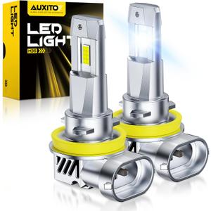 AUXITO Upgraded H11 H9 LED Bulbs, 40000LM 10X Brightness, 6500K White, 1:1 Halogen Mini Size H11/H8/H16 Fog Light Bulb, 60000Hrs Lifespan, Pack of 2