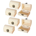 Juvale 6 Pack Small Wooden Boxes for Crafts with Hinged Lids & Front Clasp Unfinished Paintable Treasure Boxes for Arts & Crafts, Halloween & Pirate Party - 2.76 x 3.9 x 2.36 Inches Treasure Chest Set
