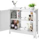 Iwell Pedestal Sink Storage Cabinet with 2 Doors and Shelf, Under Sink Cabinet, Bathroom Sink Cabinet with U-Shape, White