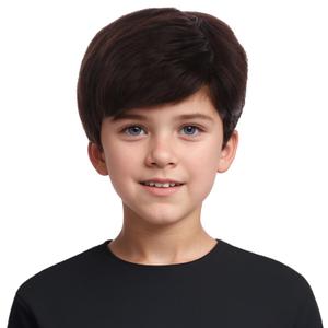 Boys Brown Wig Kids Short Brown Wigs Nature Layered Hair Wig Daily Party Halloween Costume Wigs for Children