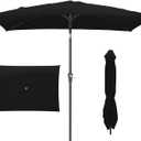 JEAREY 6.5x10 ft Rectangular Patio Umbrellas Rectangle Outdoor Umbrella with Push Button Tilt and Crank, Market Table Umbrella 6 Sturdy Ribs UV Protection for Poolside Garden Backyard Deck, Black
