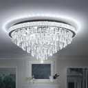 Dia 32" Modern Crystal Chandeliers LED Dimmable Living Room Chandelier Black Pendant Lighting Crystal Ceiling Light Fixture for Entrance Bedroom Hallway Foyer