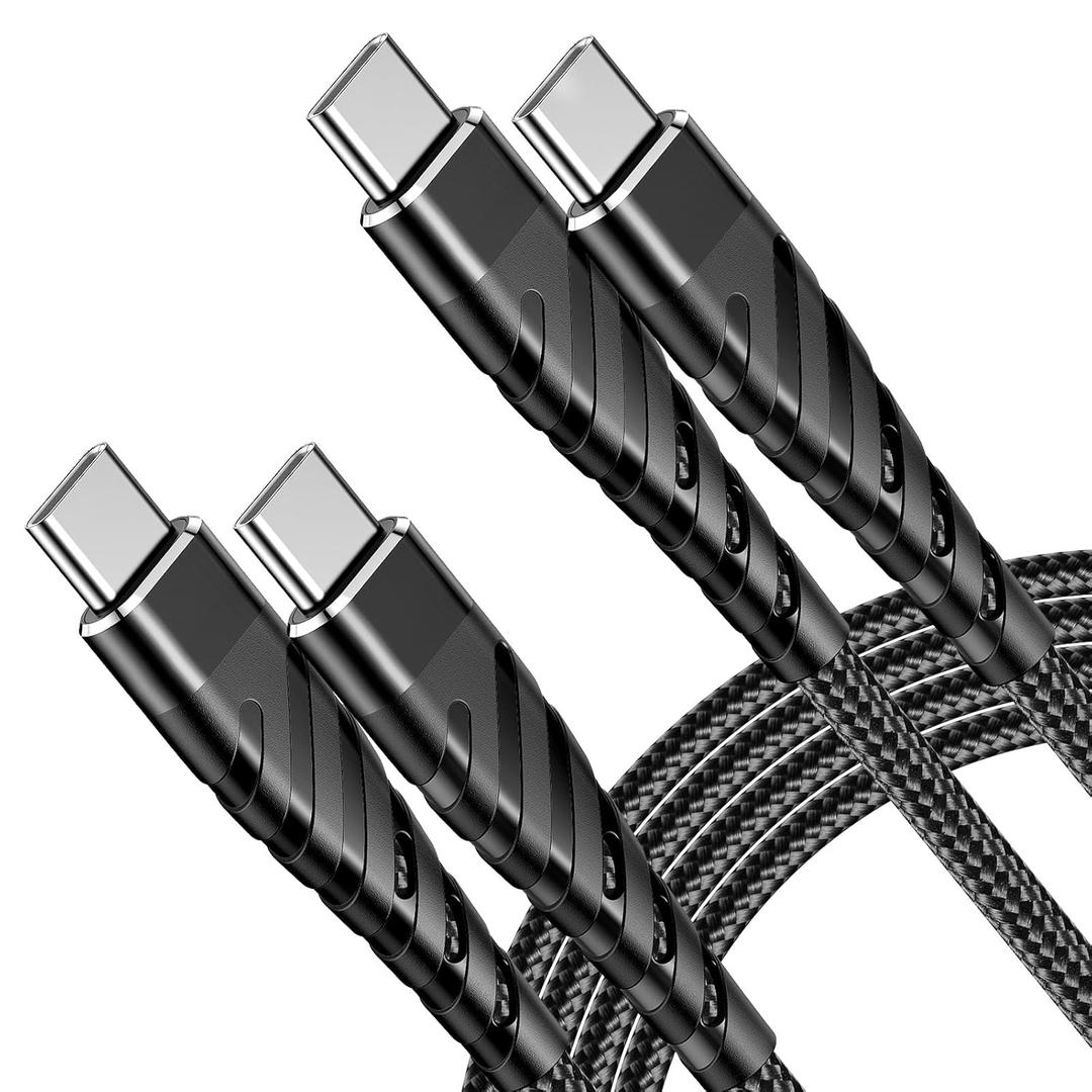 60W Fast Braided USB-C Charger Cable 6FT 2Pack - Compatible with iPhone 16/15/Samsung/Android/Huawei/Google/Switch/MacBook/iPad
