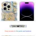 Jusy Compatible with iPhone 13 Pro, Colorful Retro Oil Painting Printed Flower Laser Glossy Pattern Cute Curly Wave Phone Case Soft TPU Cover for Girly Women -Light Blue