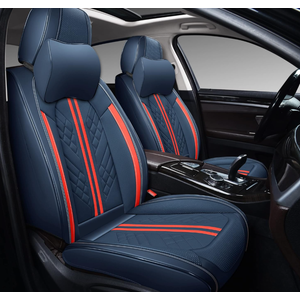 GXT Car Seat Covers Front Seats Only, Front Car Seat Covers 2 Pack, Premium Faux Leather Car Seat Cushion - Universal Fit for Most Sedans SUV Pick-up Truck with Headrests(Blue and Red Strip)