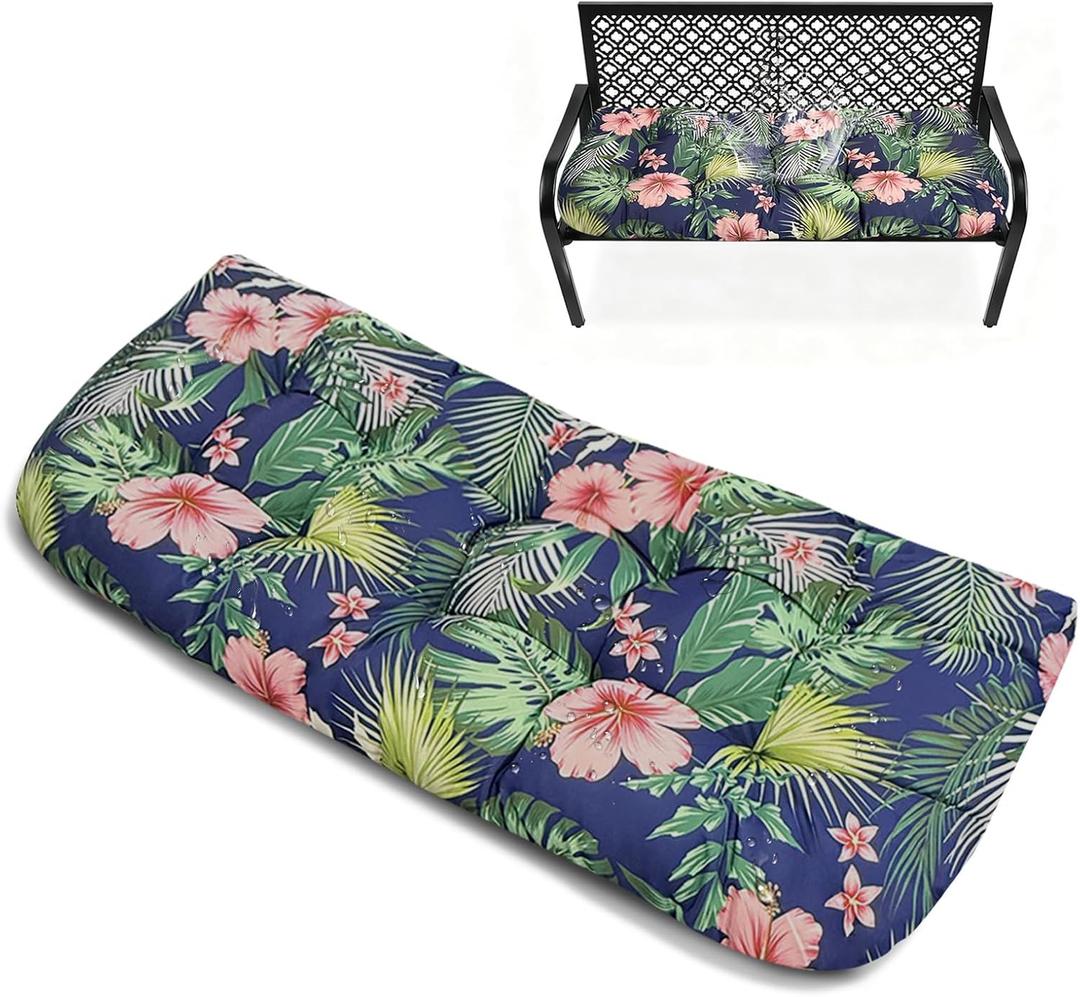 Floral Bench Replacement Cushion,Patio Swing Chair Cushion Waterproof 51in, 51"L*20"W*3.6"T