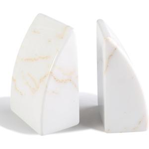 Koville Marble Bookends for Shelves, Large Bookends for Heavy Books, Natural Stone Book Stopper for Books CD Movies, Aesthetic Decorative Book Ends (Golden Calacatta)
