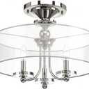 Progress Lighting Marche' Collection Three-Light Semi-Flush Convertible, Medium, Close-to-Ceiling, Nickel