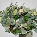 24" Eucalyptus Wreath, Year Round Wreaths for Front Door, Spring Summer Wreath with Green Faux Eucalyptus, All Seasons Evergreen Decor for Inside Farmhouse Festival Celebration Party