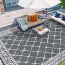 HiiARug Outdoor Rug 9'x18' for Patios Clearance, Reversible Outdoor Plastic Straw Waterproof Camping Carpet, Large Area Rugs Patio Mats for Outside RV, Camper, Deck, Porch, Beach, Picnic, Classic Grey