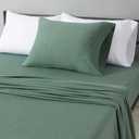 Amazon Basics 100% Cotton Jersey Bed Sheet Set, Twin, Olive (Melange), Solid (Green)