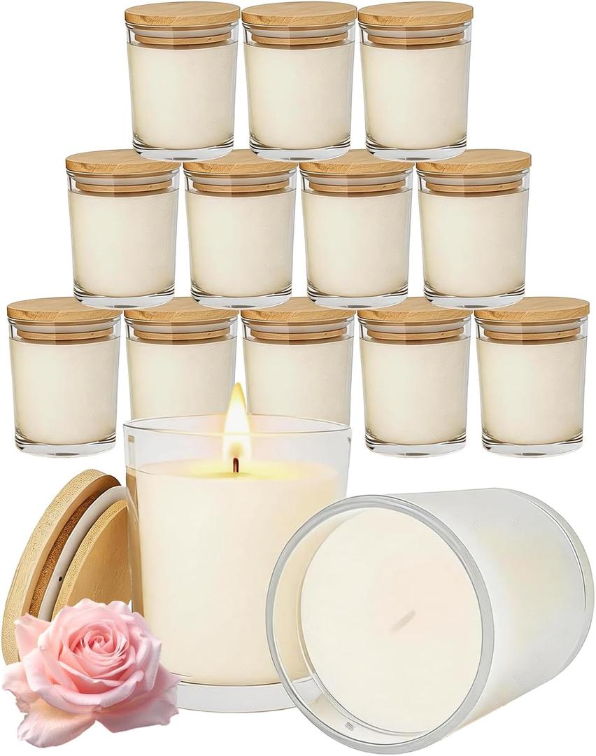 12 PCS 6oz Rose Scented Pure Soy Wax Aromatherapy Candles | Relaxing Home Fragrance Gift Box | Bulk Favors for Wedding, Party, Spa & Home Decor