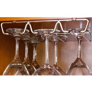 DecoBros Under Cabinet Wine Glass Stemware Rack Holder, Chrome