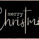 Merry Christmas Tree Doormat Xmas Winter Front Door Mat Non-Slip Rectangle Rubber Floor Mat for Indoor Outdoor Home Kitchen Entrance Porch, 17 x 29 Inch (Black)