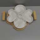 Divided Serving Tray Platters - Heart Divided Snack Dishes for Party Entertaining Table Top, Veggie Vegetable Fruit Nut Chips Dip Appetizer Ceramic Tray with Food Picks Set