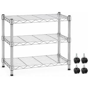Simple Deluxe 3-Tier Storage Shelves, 750 Lbs Loading Capacity, 24.02" W x 13.78" D x 21.97" H Shelving Unit for Garage, Pantry and Kitchen, Chrome, 3-Tier, 24"W x 14"D x 22"H
