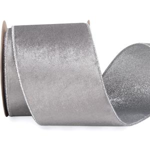 Ribbli Velvet Wired Ribbon 4 Inch Silver Velvet with Silver Glitter Christmas Ribbon for Christmas Tree Decoration Big Bow Gift Wrapping Crafts Wreaths Supplies - 10 Yards
