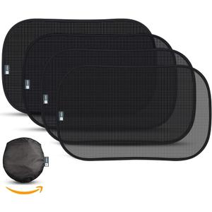 Car Window Shade XL (4-Pack) - Extra Protective UPF 50+ Protection Sun Shade for Car Window - Car Window Shades for Baby and Kids - Blocks Over 99% of Harmful UV Rays - Strong Static Cling - 21x14
