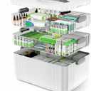 Gifhomfix 3 Tier Medicine Cabinet Organizer Large Capacity Medicine Organizer, Portable Medicine Box with Handle, Multipurpose Medical Box with Removable Tray, First Aid Boxes Empty, White
