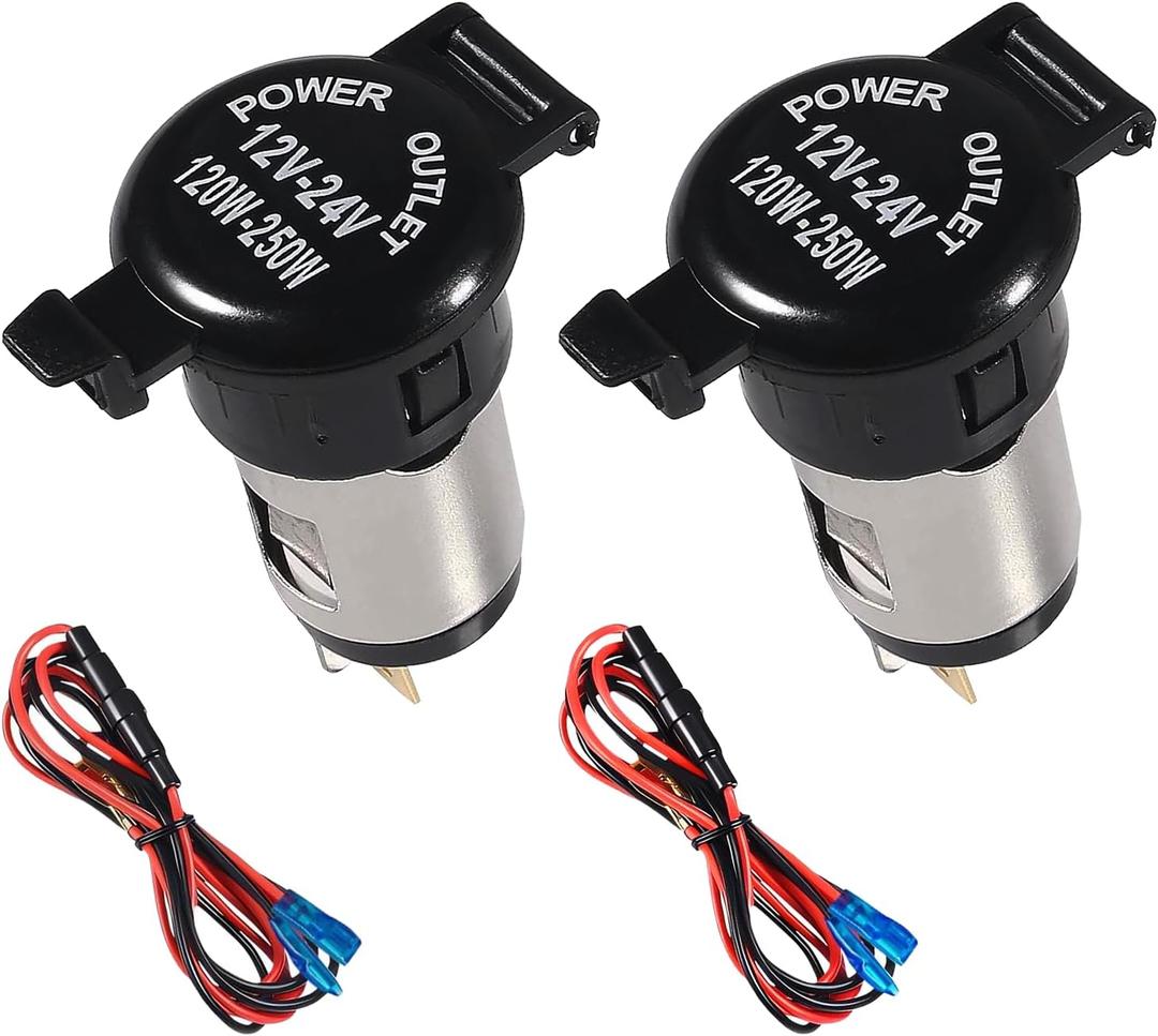 3 x Car Cigarette Lighter Socket, 12V Auto Cigarette Lighter Adapter with Extension Cable & Waterproof Cover, Universal Power Outlet Socket Replacement for Car Truck SUV Boat Motorcycle (2Sets)