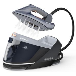 Steam Iron for Clothes with LED Screen, 1800W Steam Station 1.5L Removable Water Tank, Auto Shutoff, Ceramic Soleplate, Anti-drip, Anti-calc, Self-clean, Ironing Steamer for Home, Blue