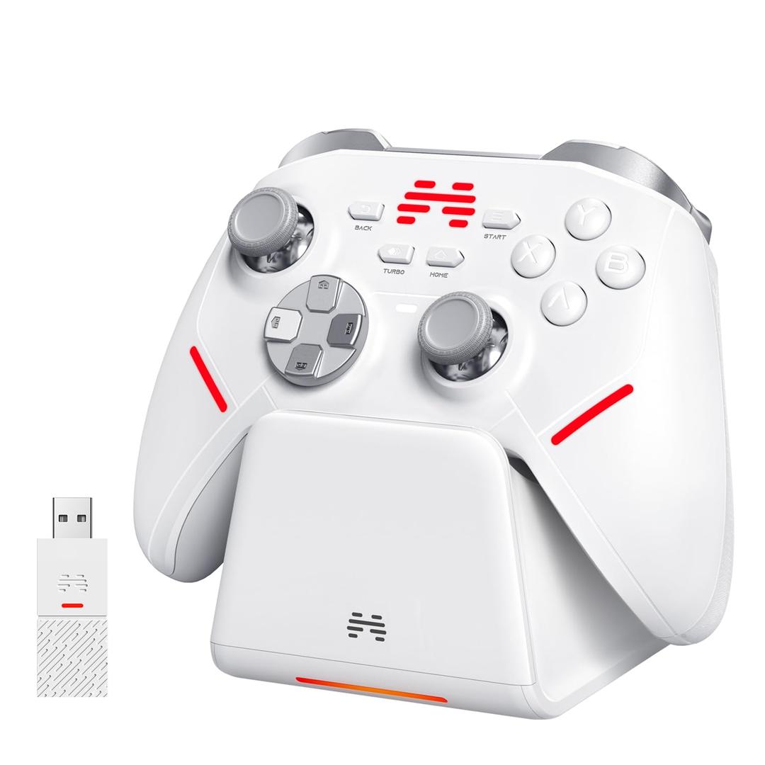 BEITONG KP20 Wireless Game Controller with TMR Joysticks, 1000Hz, Hall Effect Triggers, Multi-Platform for PC/Switch/Steam/iOS/Android, Charging Dock Included