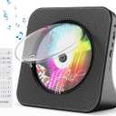 Gueray Portable CD Player, Bluetooth CD Kpop Player for Desktop with HiFi Sound Speaker, FM Radio CD Music Player for Home with Remote Control, Dust Cover, LED Screen, Support AUX/USB, Headphone Jack
