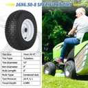 GICOOL 16x6.50-8 Tubeless Tire and Wheel, 1" Bearing, 4" Centered Hub,16x6.5-8" Lawn Mower Tires, Universal Fit Riding Mower and Garden Tractor Front Wheels, 4 Ply, V-Turf Pattern, 2 Pack