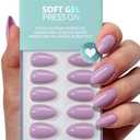 BTArtbox Press On Nails Almond - Lavender Purple Short Press On Nails with Glue for Women, Opaque Soft Gel Glue On Nails in 16 Sizes - 32 Stick On Nails Kit, Orchid Dew