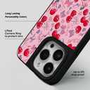 Case for iPhone 7/8/SE 2022(3rd)/2020(2nd), Trendy Aesthetic Pink Cherry Bow Pattern Print, Glossy Hard PC Back Soft TPU Bumper, Slim Shockproof Anti-Scratch Cover for Teen Girls Women