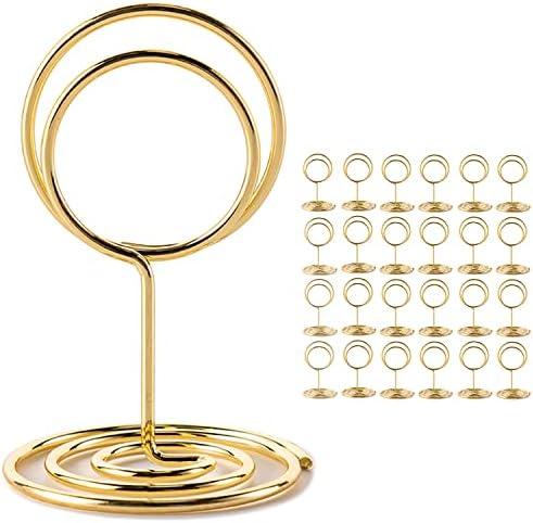 26Pcs Table Number Holders, Place Card Holders, Wire Picture Holders, Small Table Card Holders, Photo Holders for Centerpieces, Wedding Reception, Party, Birthday (Gold)