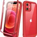 Diaclara Designed for iPhone 12 Mini Case, Full Body Rugged with Built-in Touch Sensitive Anti-Scratch Screen Protector, Soft TPU Bumper Case Designed for iPhone 12 Mini 5.4" (Red and Clear)