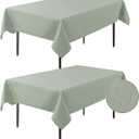 2 Pack Rectangle Tablecloth - 52x70 Inch - Linen Textured Table Cloth Wrinkle Free Washable Decorative Fabric Table Cover for Buffet Banquet Parties Event Holiday Dinner. Sage Green