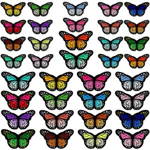 50pcs Butterfly Iron on Patches, 2 Size Embroidered Sew Applique Repair Patch
