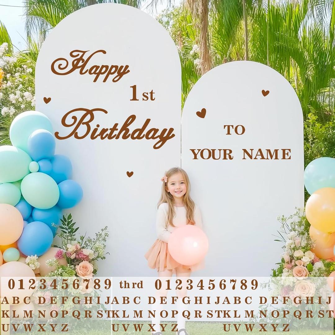 Custom Name Happy Birthday Sign Decal for Backdrop Birthday Party Decoration Sticker for Balloon Arch DIY Ages Birthdays Welcome Signs Kids Adult Birthdays Vinyl Letters for Banner Wall Party Supplies