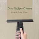 dancemoon JustHang Shower Squeegee for Glass Doors, All-in-One Award-Winning Silicone Squeegee with Built-in Hook for Bathroom, Window, Mirror, Tile Wall, Car, Streak-Free Cleaner Tool, 10-Inch Black