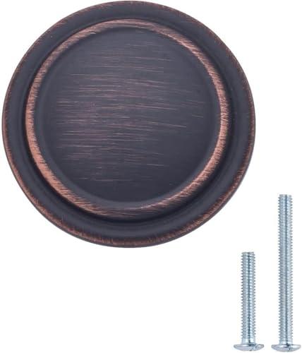 Amazon Basics Straight Top Ring Cabinet Knob, 1.25-inch Diameter, Oil Rubbed Bronze, 25-Pack