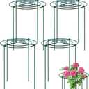 Peony Support Cage,Heavy Duty Metal Plant Support Rings with 3.5mm Thickened Legs,Grow Through Hoops for Peonies and Tall Plants,Rust-Resistant Strong Support for Heavy Blossoms,10"Dia.x16"High.4 Sets