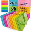 (24 Pads) Sticky Notes 3x3 in 100 Sheets/Pad, Self-Sticky Note Pads, 6 Bright Colors Super Sticky Pads - Easy to Post for School, Office Supplies, Desk Accessories
