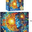 3 x 300 Piece Puzzles for Adults,Cool Solar and MoonPuzzle for Adults Kids Seniors,Recycled Cardboard Unique Flowers Puzzle 300 Piece,Challenging Family Game Great Gift for Family Friends,20.5 x 15 in